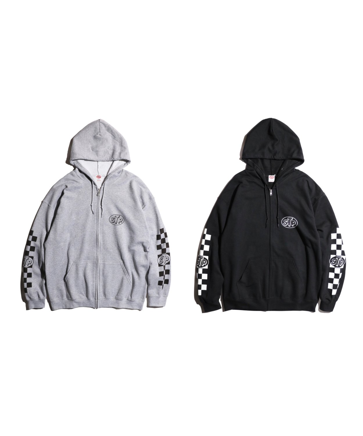 STP / CHECKER LOGO ZIP-UP HOODIE