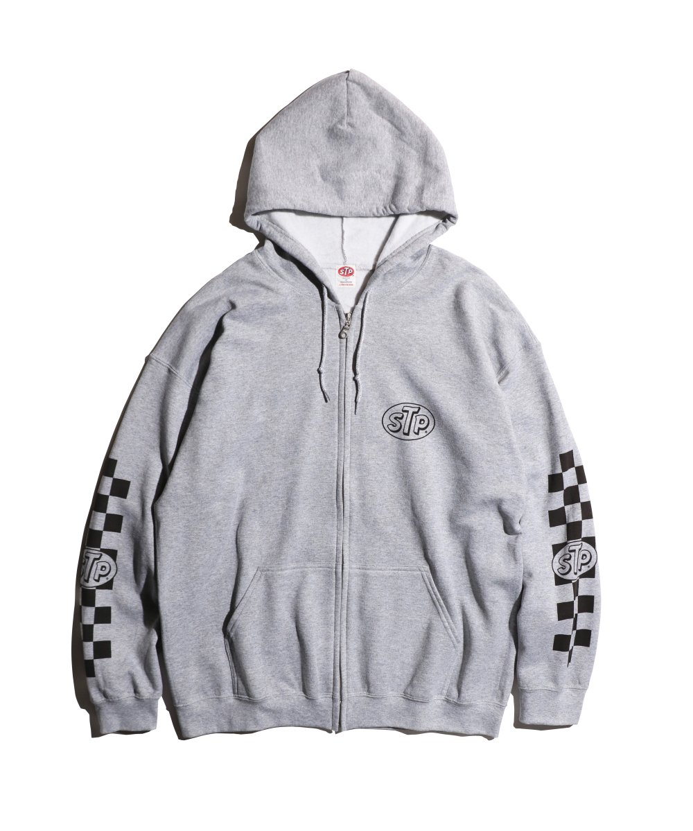 STP / CHECKER LOGO ZIP-UP HOODIE