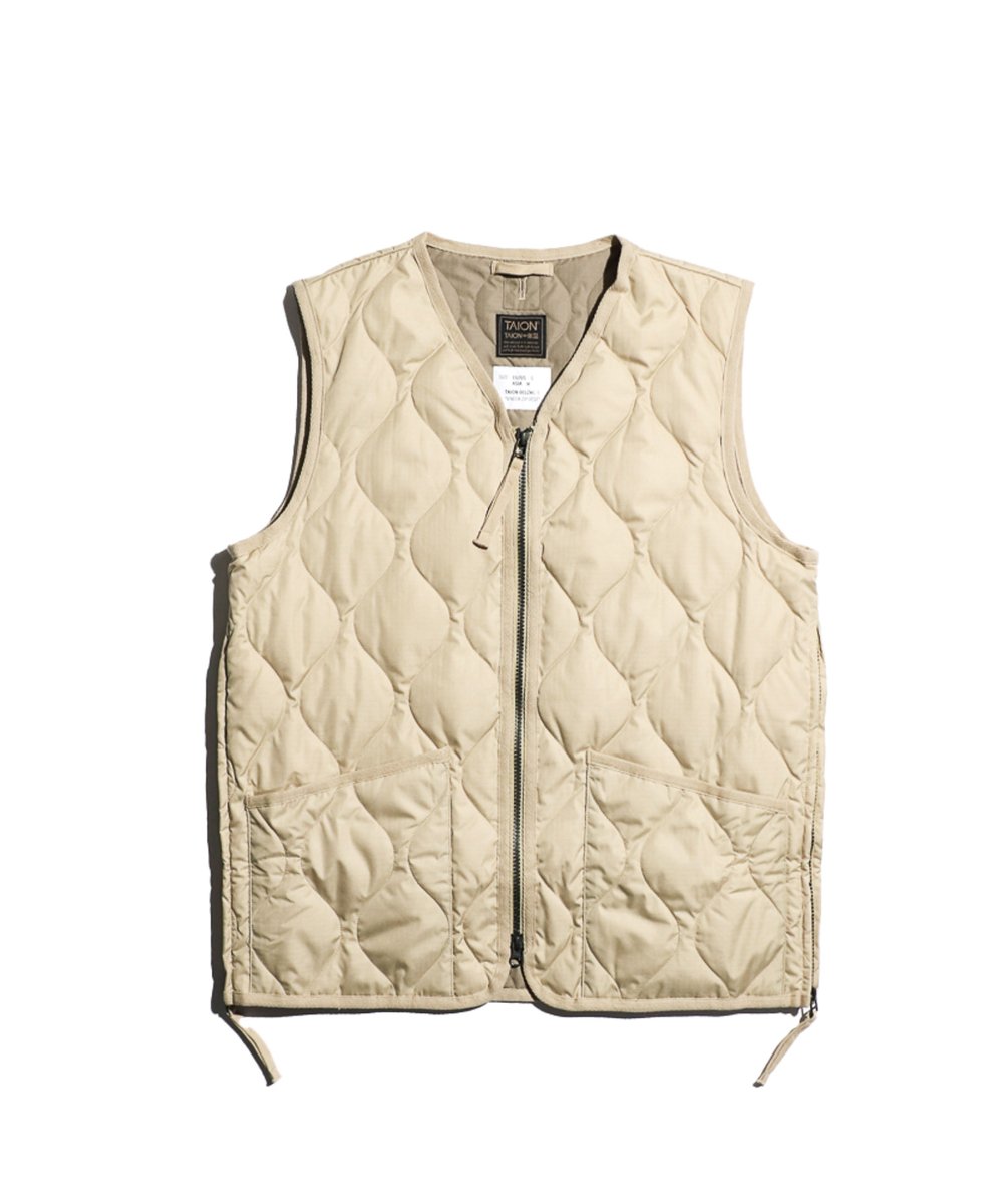 ダウンベスト ダウン TAION タイオン MILITARY W-ZIP V NECK DOWN VEST