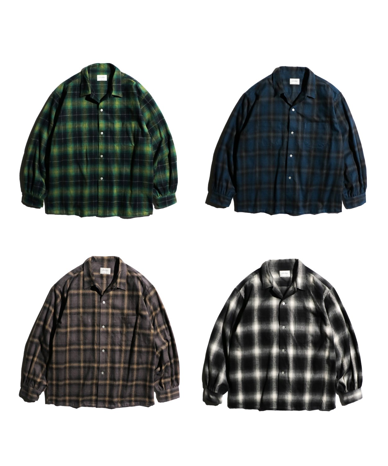TOWNCRAFT / OMBRE LOOP COLLAR COTTON FLANNEL SHIRTS