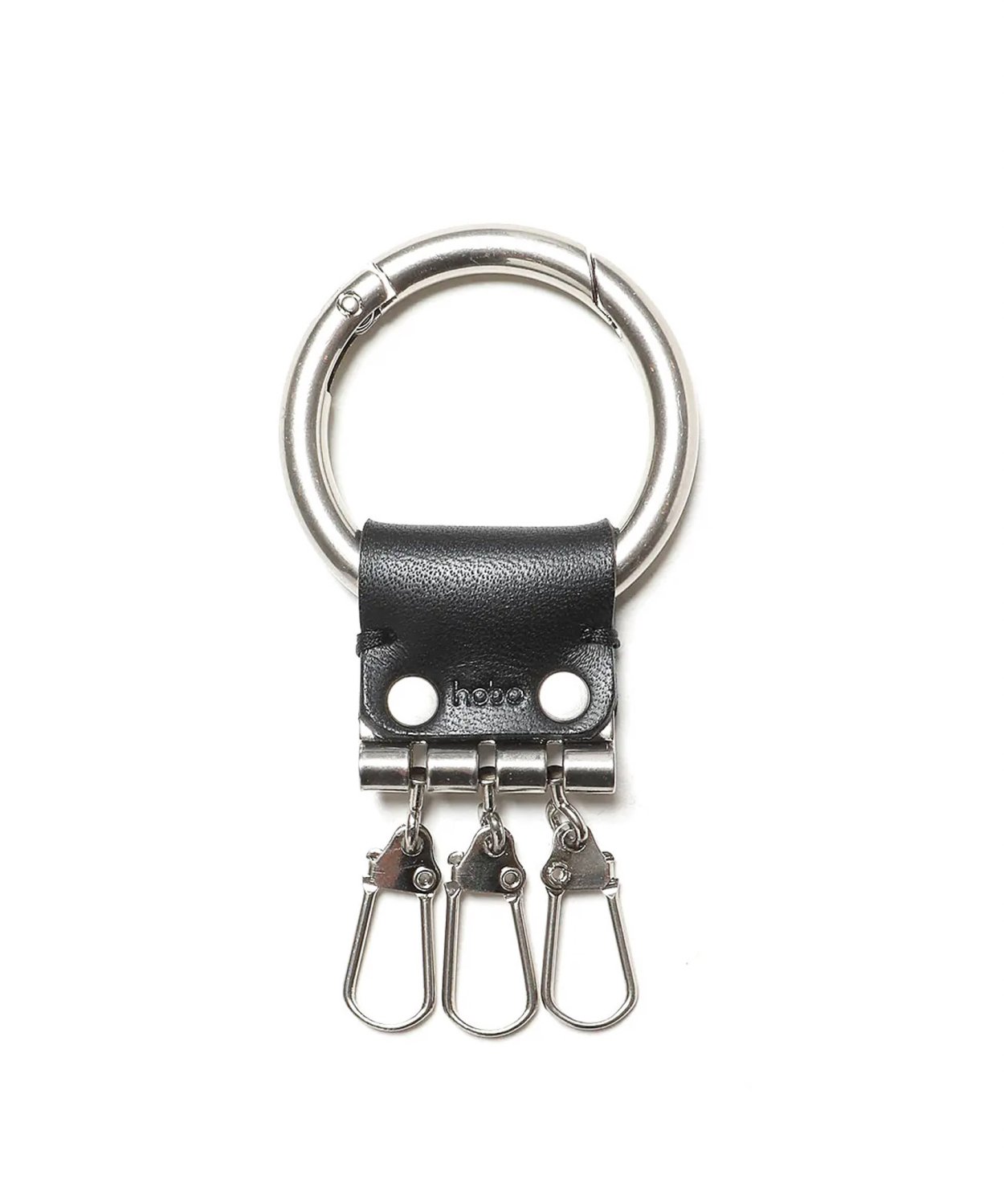 HOBO / ROUND CARABINER KEY RING with COW LEATHER