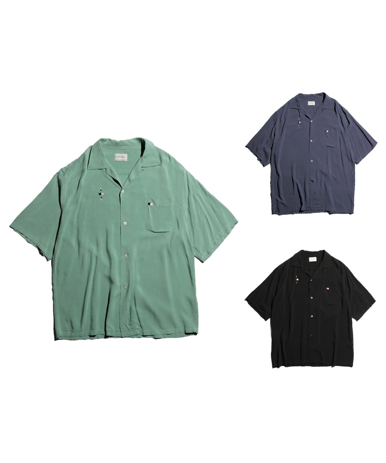 TOWNCRAFT / EMBROIDERY LOOP COLLAR SS SHIRTS
