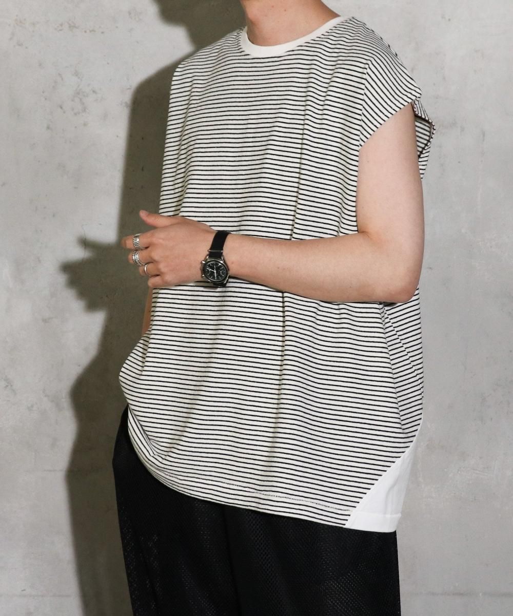 SandWaterr / ORGANIZED TEE NS 9OZ COTTON JERSEY BORDER(SW-C0216)