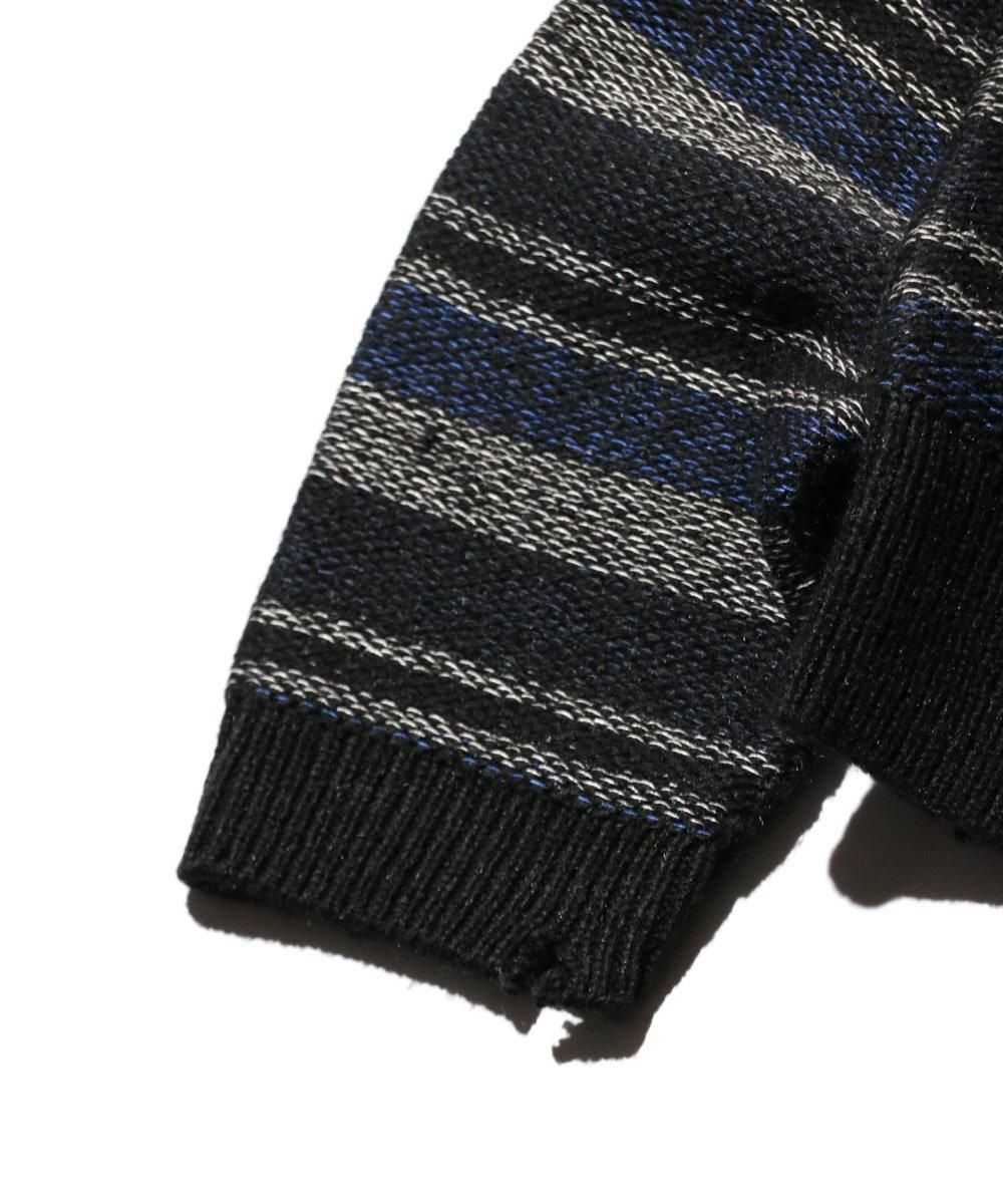 SandWaterr / ORGANIZED V NECK BORDER SWEATER/ A/W MIX YARN