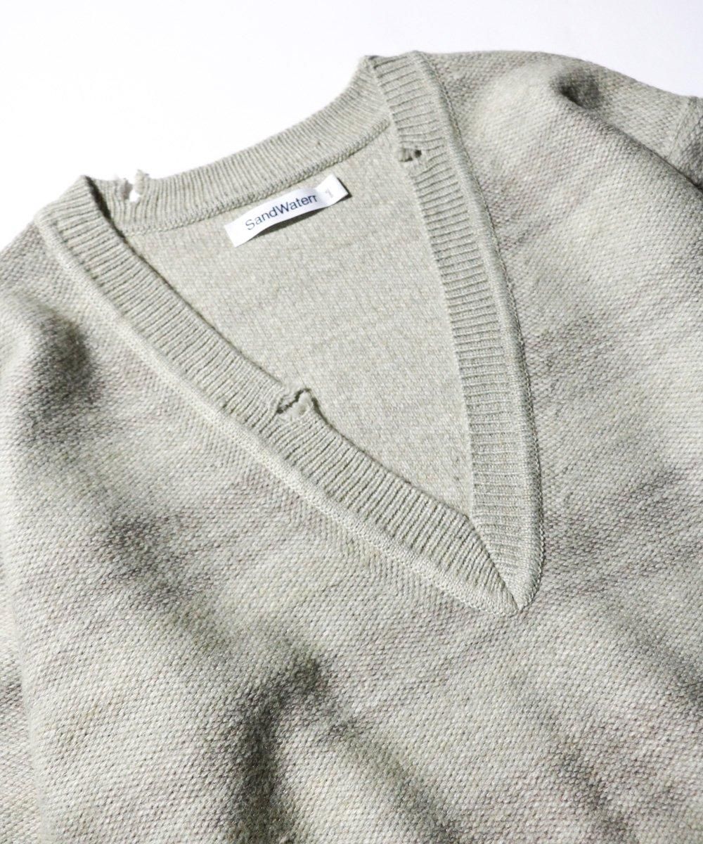 SandWaterr / ORGANIZED V NECK BORDER SWEATER/ A/W MIX YARN