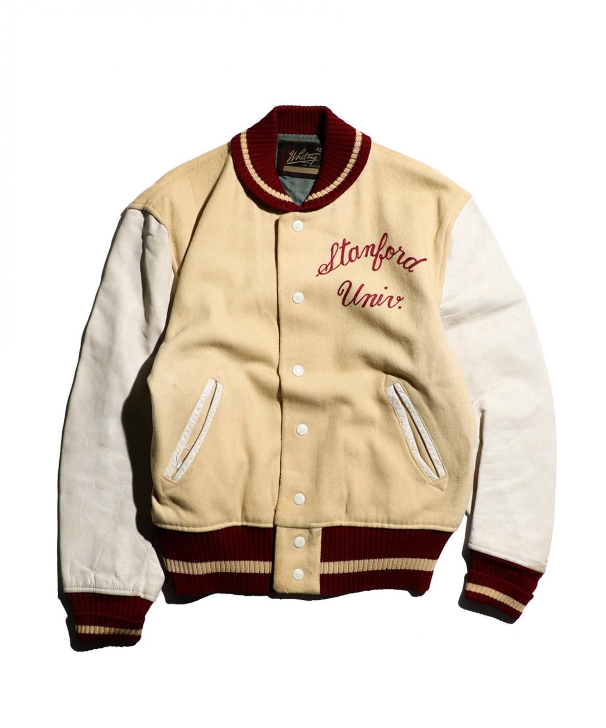VINTAGE / H.L WHITING 1960'S~ LETAHER SLEEVE VARSITY JACKET