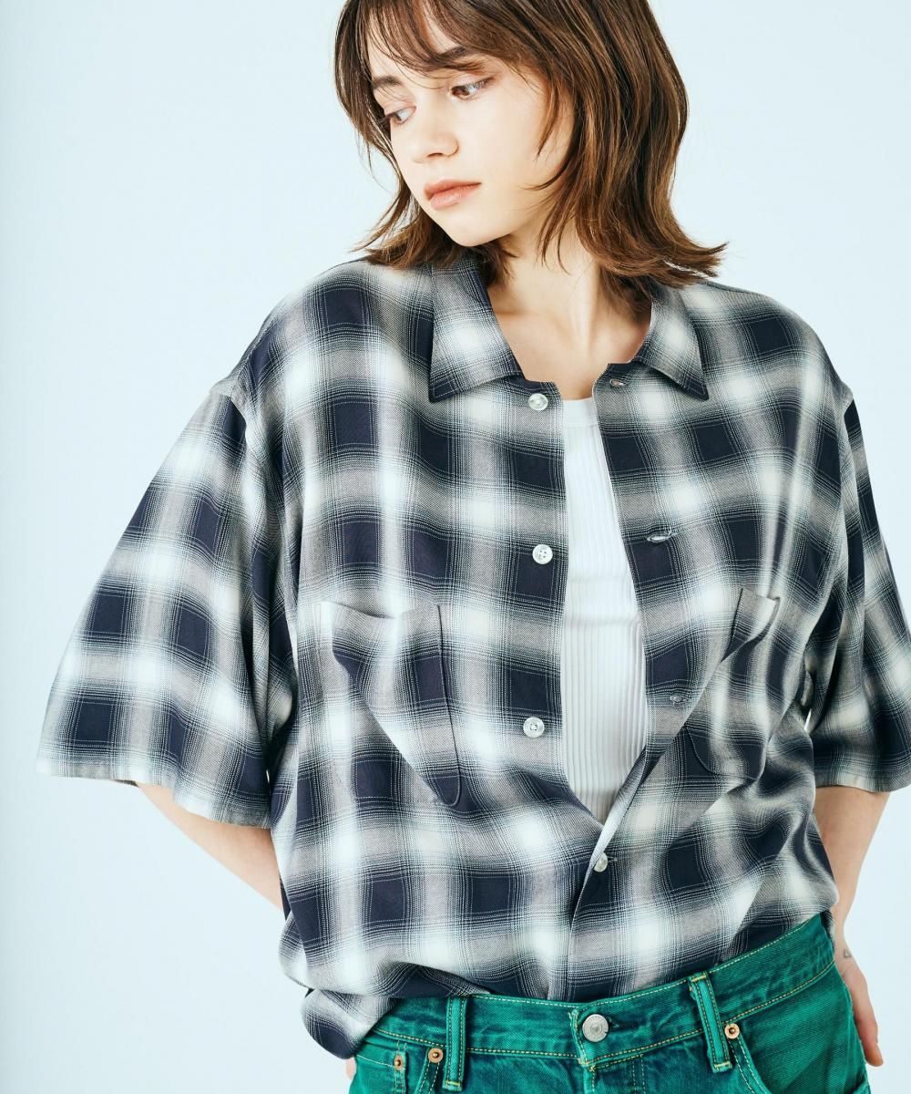 TOWNCRAFT / 60S OMBRE PLAID RAYON SS SHIRTS MADE IN JAPAN