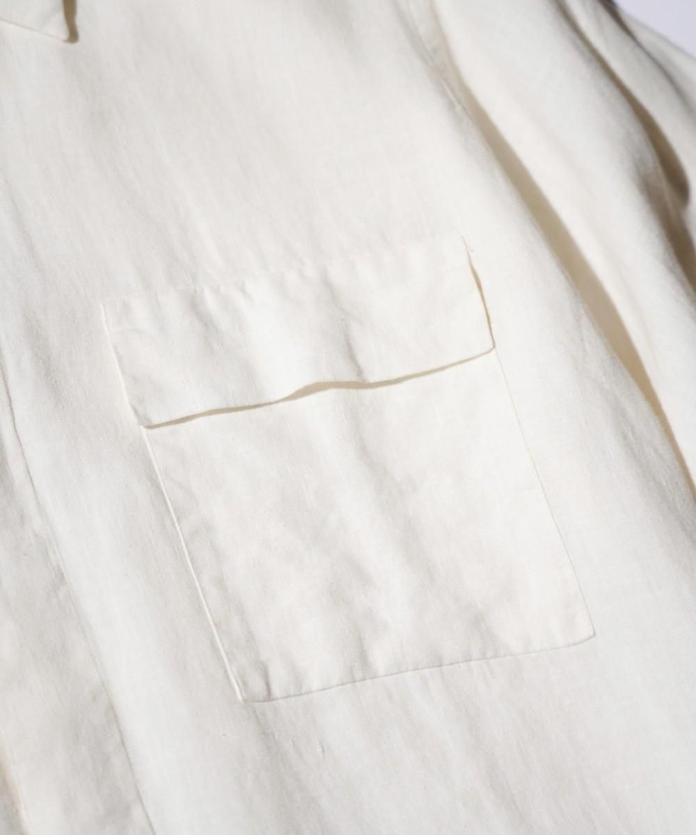 OLD / HERMES LINEN CONCEALED PLACKET LONG SLEEVE SHIRT-MARTIN