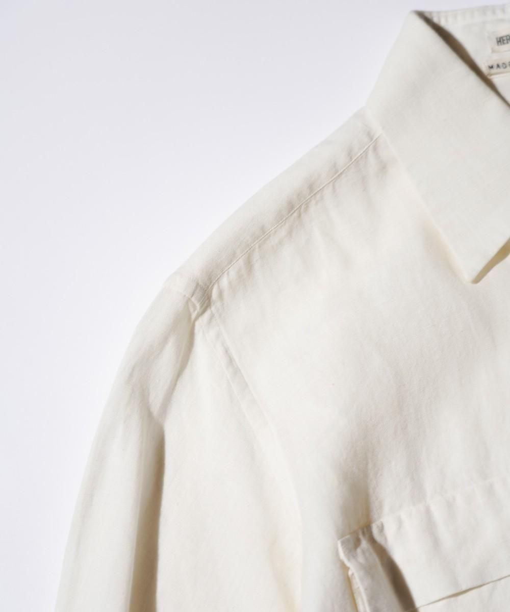 OLD / HERMES LINEN CONCEALED PLACKET LONG SLEEVE SHIRT-MARTIN