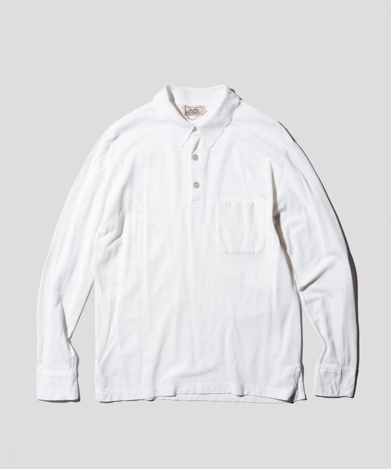 OLD / HERMES COTTON LONG SLEEVE POLO COLLAR SHIRT