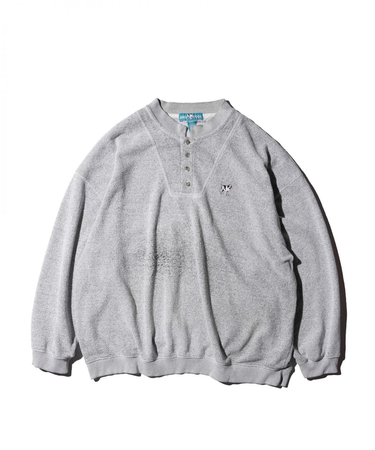 OLD / BIG DOG HEATHERED PILE KNIT HENLEY SWEATSHIRT