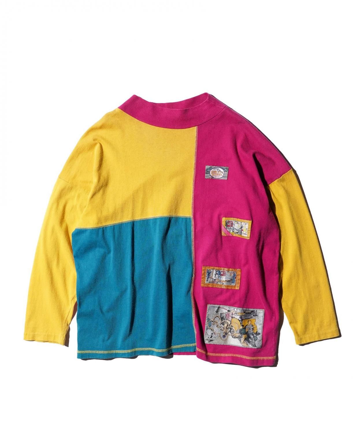 OLD / NECESSARY OBJECTS COLOR BLOCK PATCHWORK L/S TEE