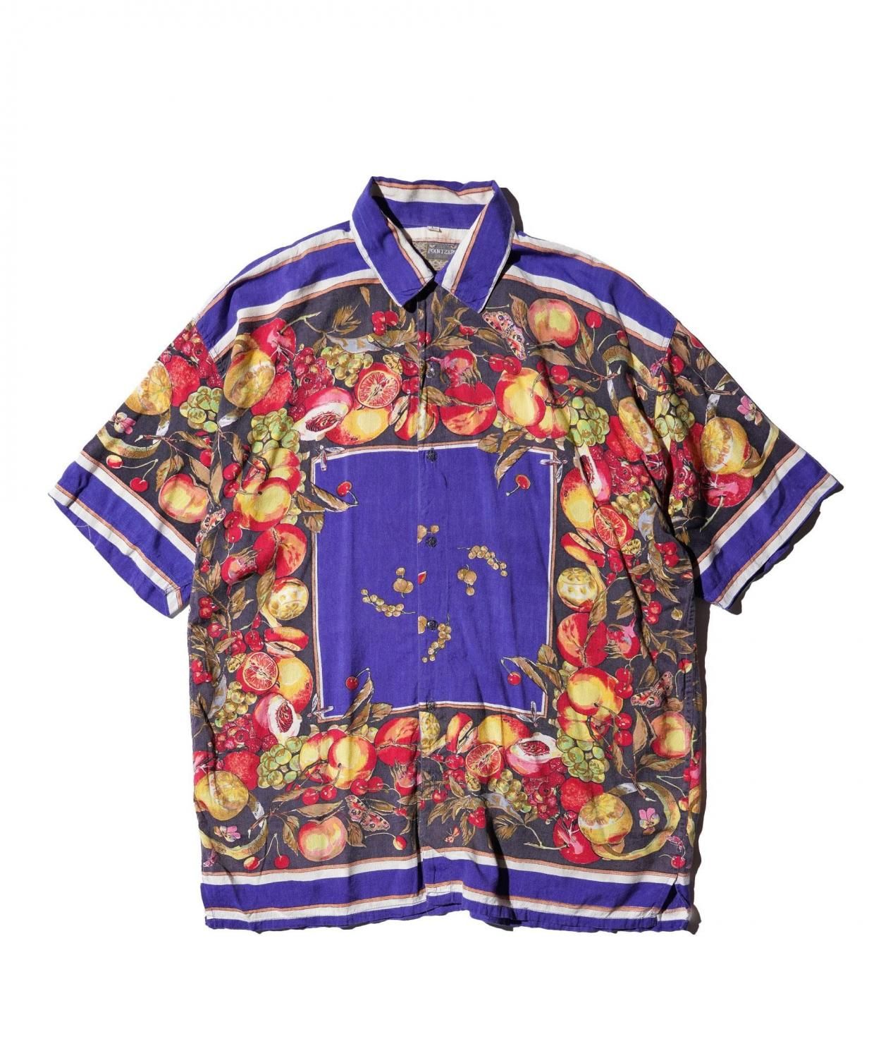 OLD / POINT ZERO CONCEPT FRUIT PRINT OPEN COLLAR SHIRT