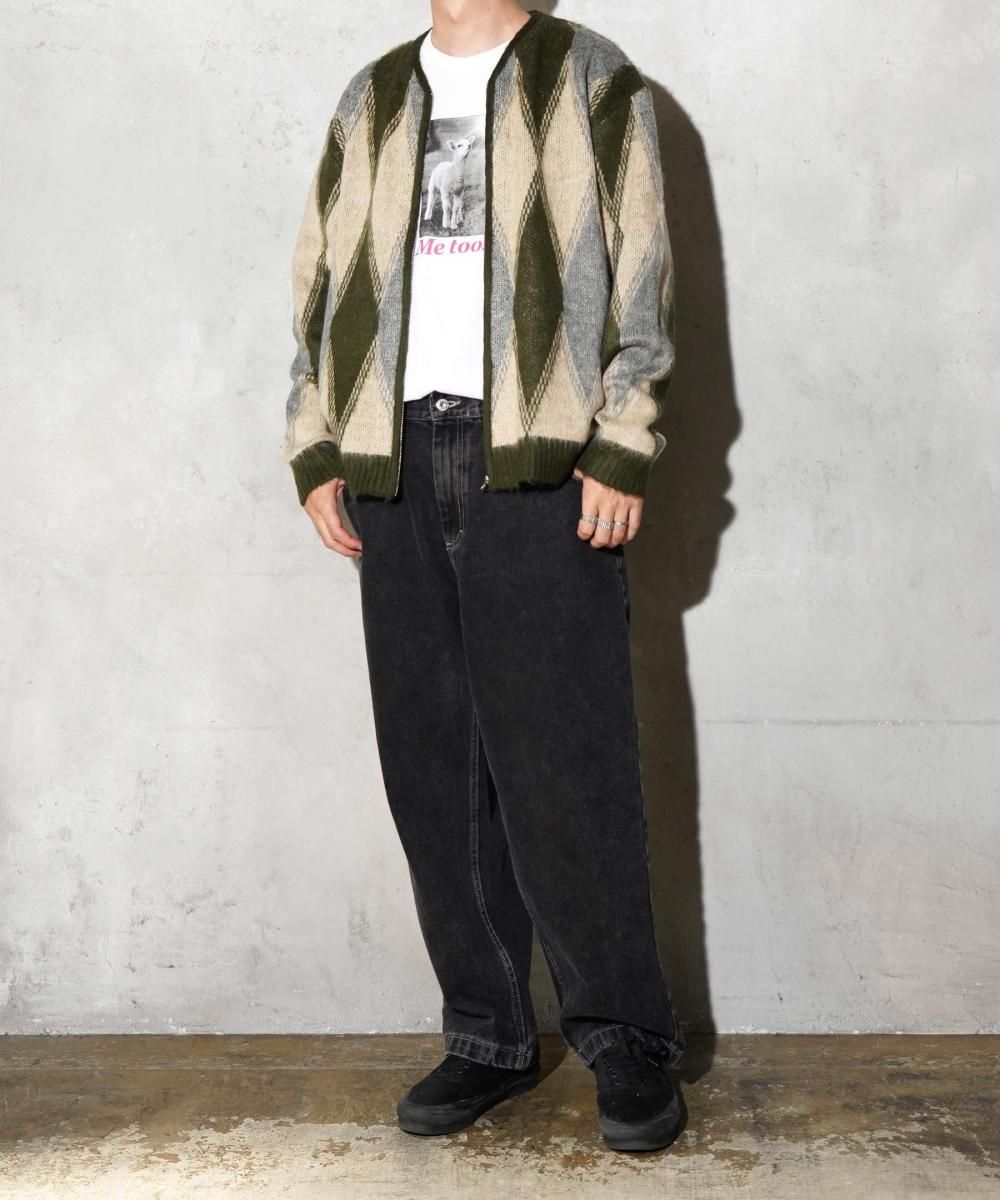 TOWNCRAFT / VINTAGE PATTERN SHAGGY ZIP CARDIGAN