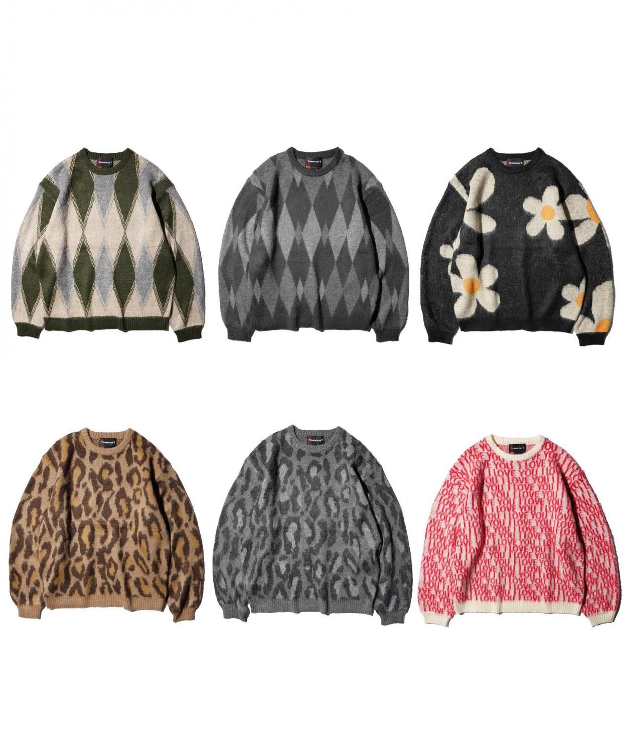 TOWNCRAFT / VINTAGE PATTERN SHAGGY CREW SWEATER