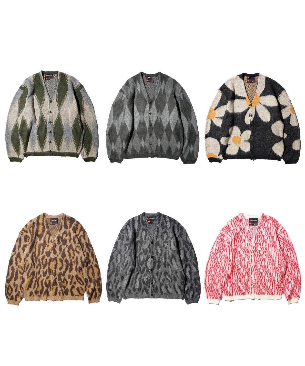 ͽTOWNCRAFT / VINTAGE PATTERN SHAGGY CARDIGAN