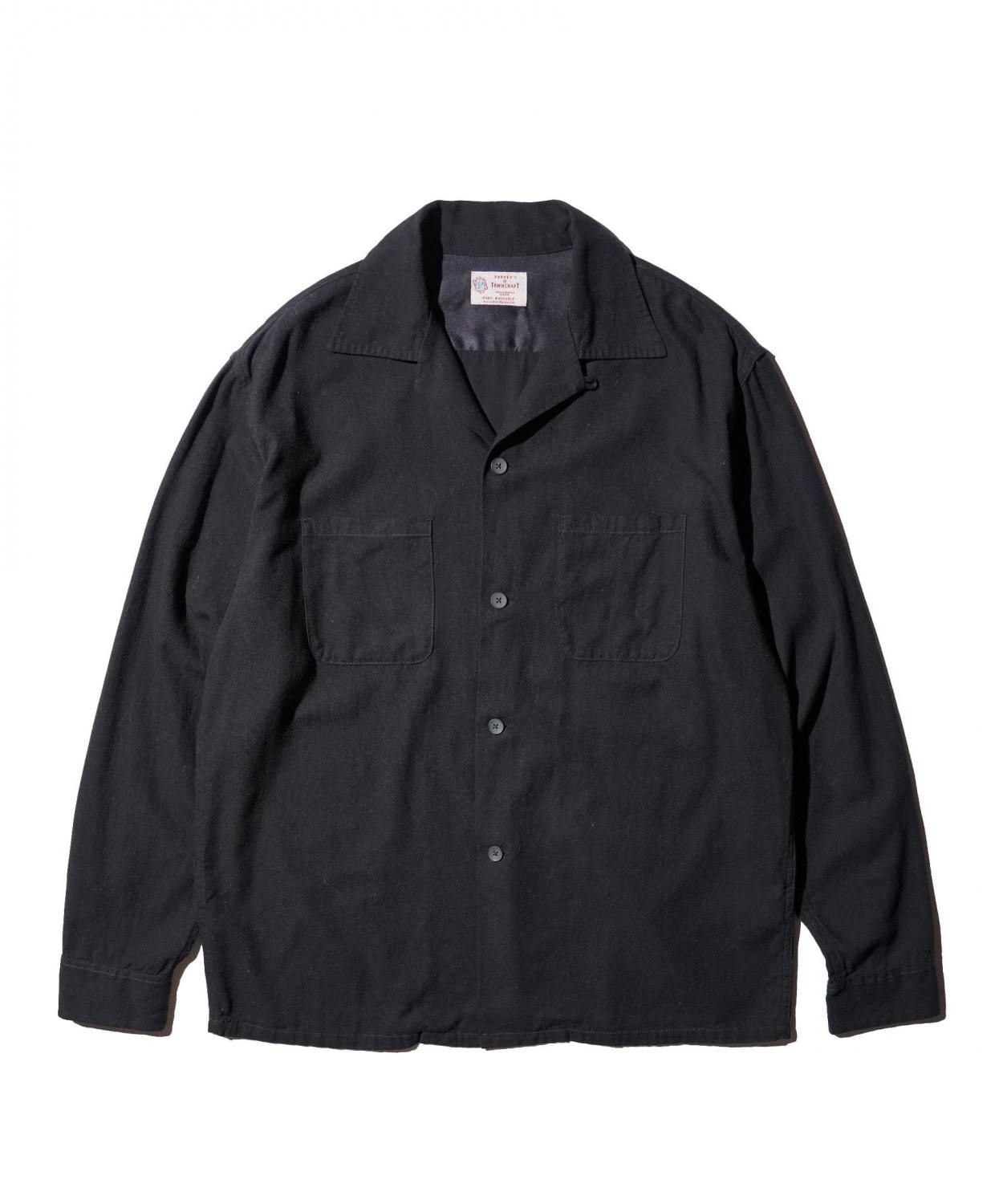 TOWNCRAFT / 50S BLACK LOOP COLLAR SHIRT -LIGHT COTTON NEL-