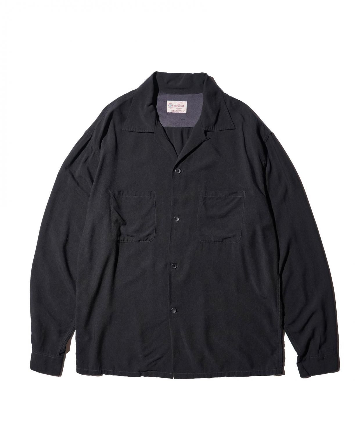 TOWNCRAFT / 50S BLACK LOOP COLLAR SHIRT -RAYON-