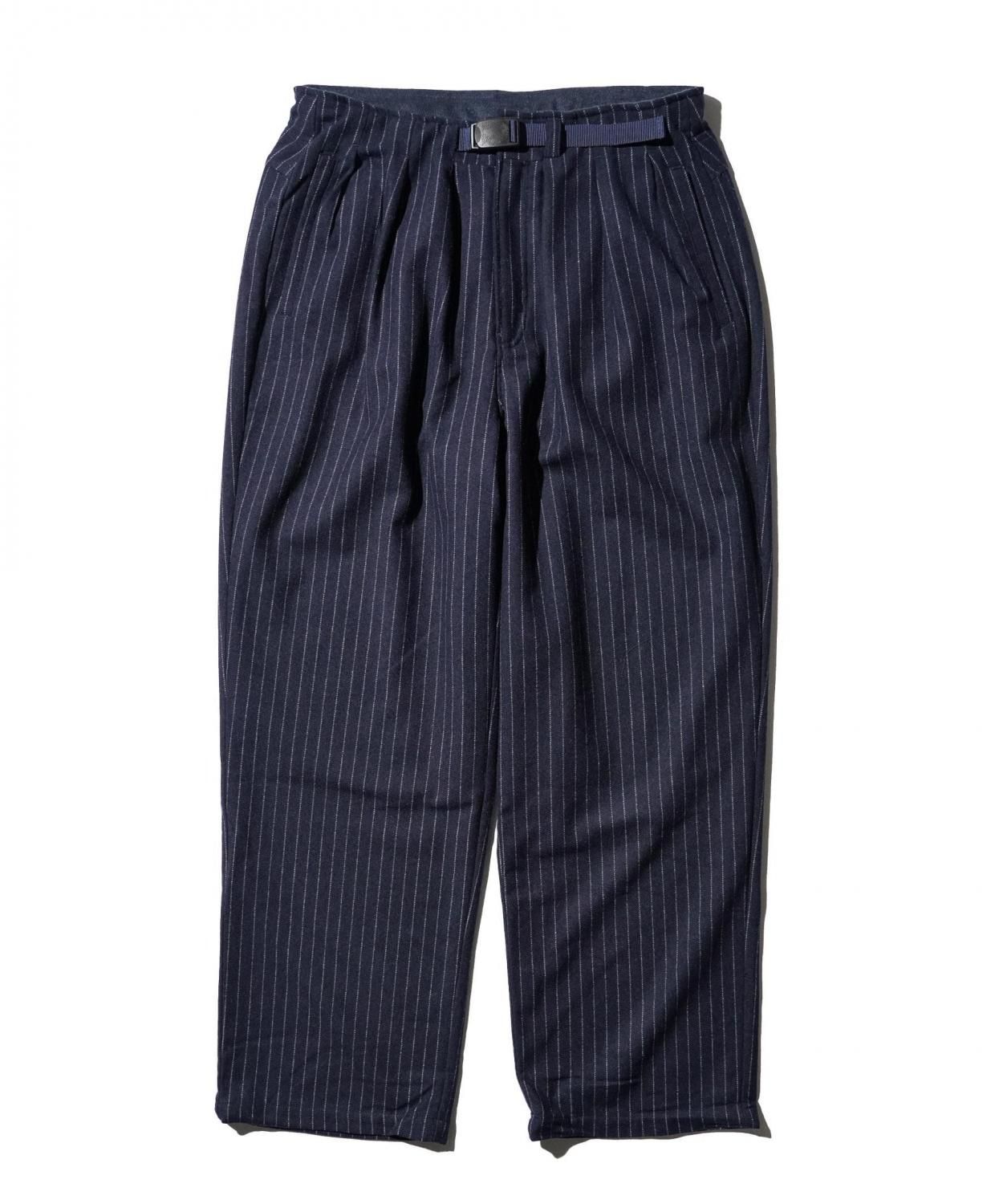 SandWaterr / CRAFTED 3 TUCK SLACKS / WOOL MIX STRIPE TWILL