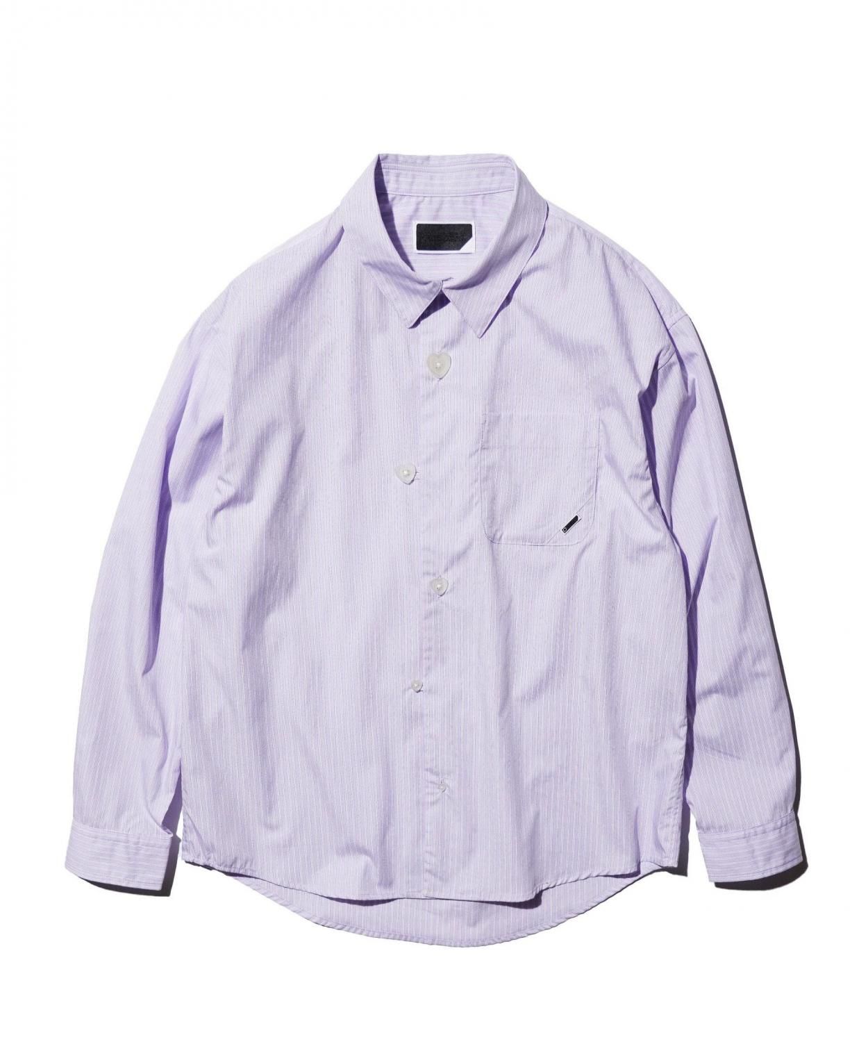 PHINGERIN / FLOATING HEART BROADCLOTH SHIRT LAVENDER STRIPE
