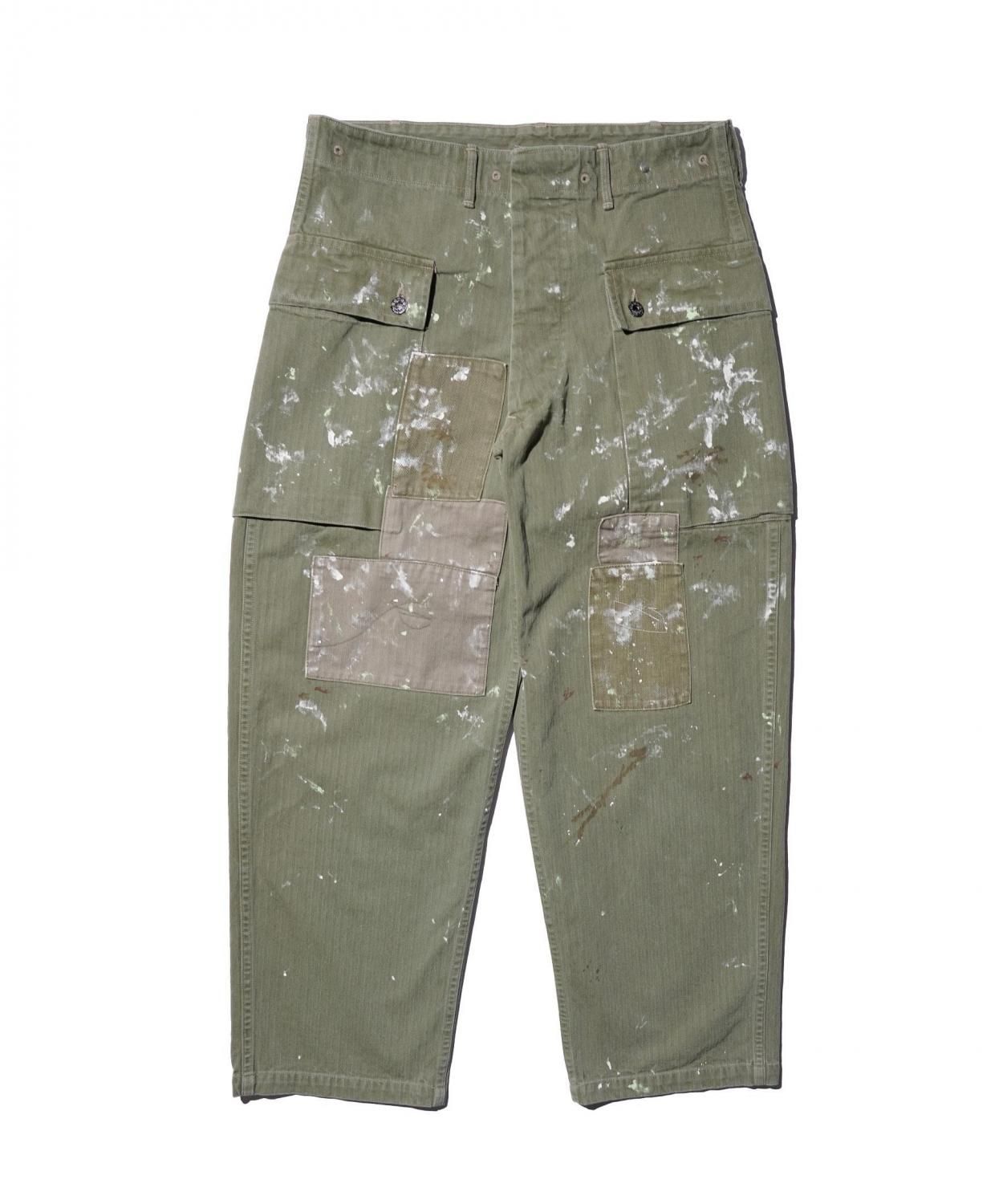 BOW WOW / PAINT STAINED USMC P-44 HBT TROUSERS