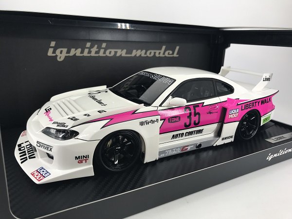 イグニッションモデル製 1/18 LB スーパー シルエット S15 シルビア (ﾎﾜｲﾄ/ﾋﾟﾝｸ) - ミニカー専門店 Modellino  -モデリーノ-