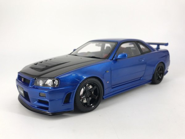 オートアート製 1/18 ニスモ R34 GT-R Z-tune（ベイサイドブルー／カーボンブラック・ボンネット） - ミニカー専門店  Modellino -モデリーノ-