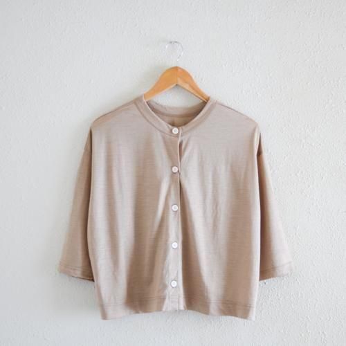 リネンジャージ2ウェイショートカーディガン Beige