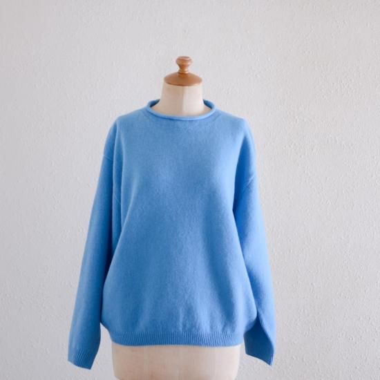 ウールカシミアハイネックセーター | ブルー- MAR マル