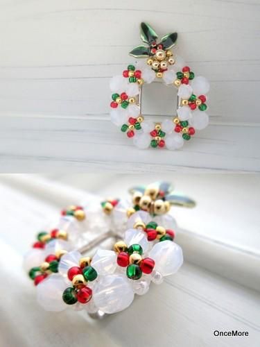 クリスマスリースの帯留めミニ w A Oncemore ハンドメイドアクセサリー クリスマスリースの帯留めミニ w A Oncemore ハンドメイドアクセサリー