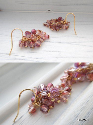 葡萄もしくは藤の花のピアス - OnceMore ～ハンドメイドアクセサリー～