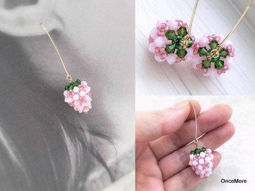 いちごミルクなイチゴのピアス - OnceMore ～ハンドメイド