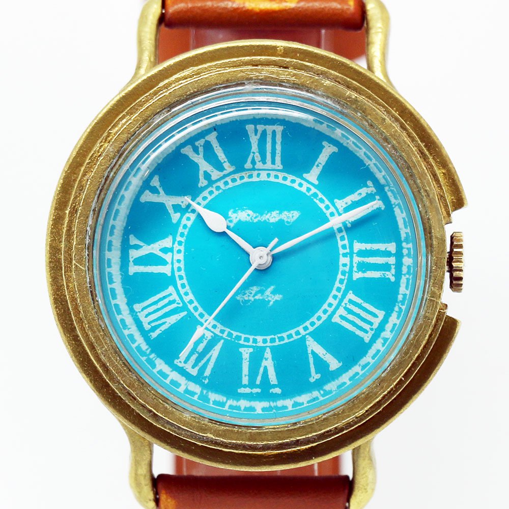 Genso コバルトターコイズ ローマ数字文字盤 青い文字盤に白い針の腕時計 A Story Tokyo