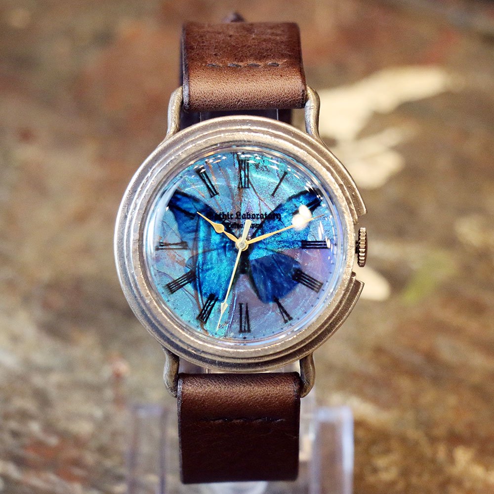 本物のモルフォ蝶の翅を文字盤にした銀製 腕時計 リアルモルフォ シルバー｜手作り腕時計と作家物,天然石アクセサリーの通販｜A STORY TOKYO