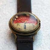 かっこいい腕時計 arrow Red&Brass Lサイズ バイカラー ミリタリーウォッチ デザイン