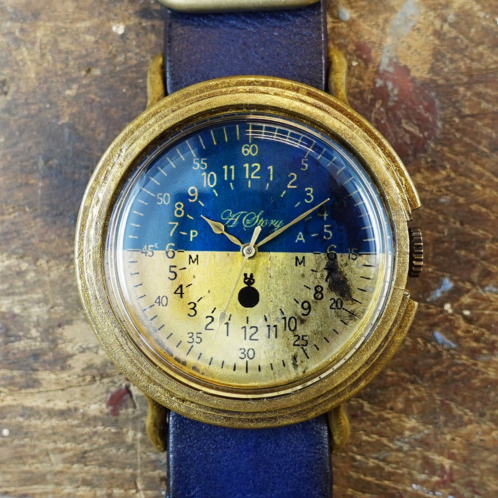 かっこいい腕時計 Arrow Blue Brass バイカラー ミリタリーウォッチ デザイン A Story Tokyo