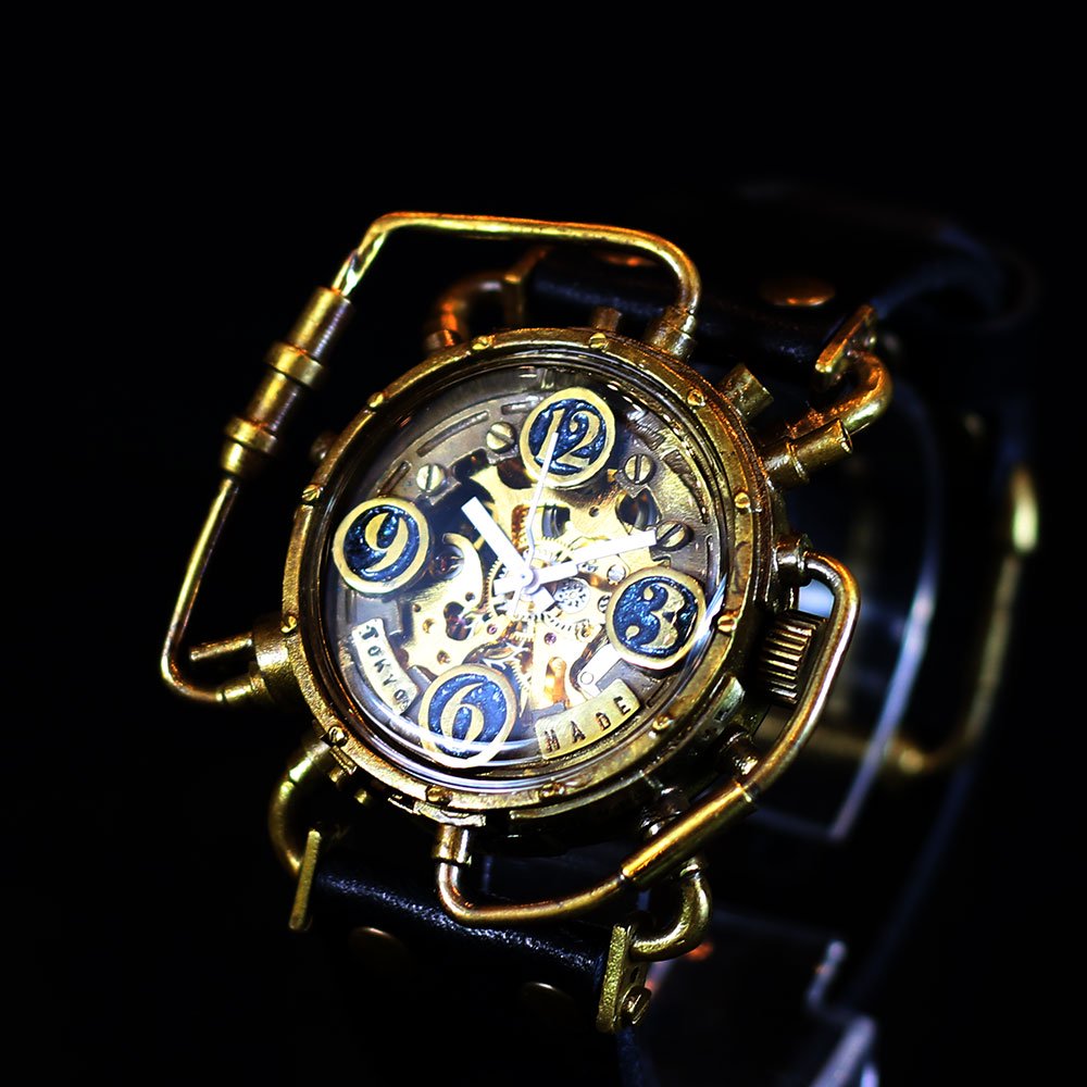 自動巻機械式腕時計 クロノマシーン 真鍮 ナイトブルー スチームパンク腕時計 A Story Tokyo