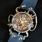スチームパンク腕時計 クロノマシーン シルバー925 ナイトブルー 自動巻機械式腕時計