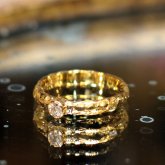 ダイヤモンドの指輪 槌目リング 3mm 一粒ダイヤ 指輪 SV K18GP
