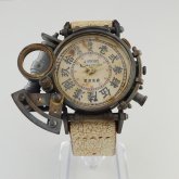 【受注】スチームパンク 腕時計 電氣エンドルフィン x A STORY コラボウォッチ 真鍮 白 漢数字 文字盤