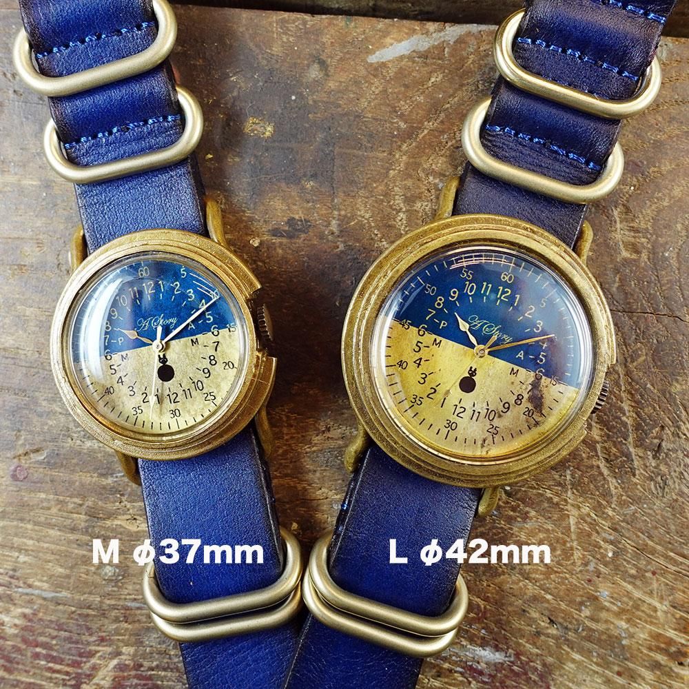 かっこいい腕時計 arrow Blue&Brass バイカラー ミリタリー