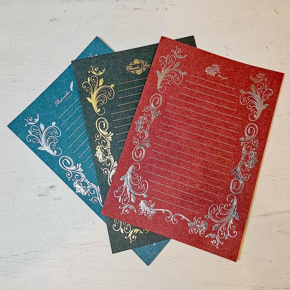 箔押しセット レターセット｜レターセット 箔押封筒 小花柄(86506006)｜ミドリ