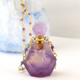 紫水晶（アメジスト）香水瓶ネックレス 001 ｜ 天然石 パフューム 香水ボトル フレグランスボトル