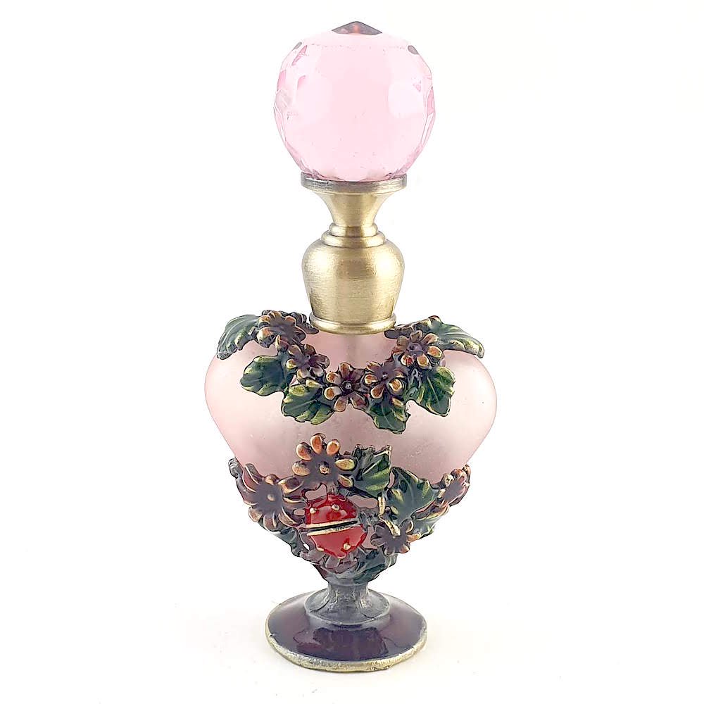 お花のハート型香水瓶 ピンク 香水ボトル｜ アンティーク ヴィンテージ