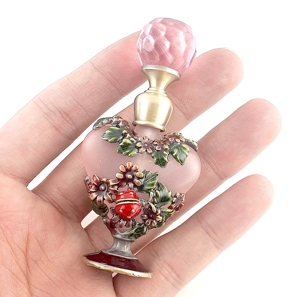お花のハート型香水瓶 ピンク 香水ボトル｜ アンティーク ヴィンテージ 