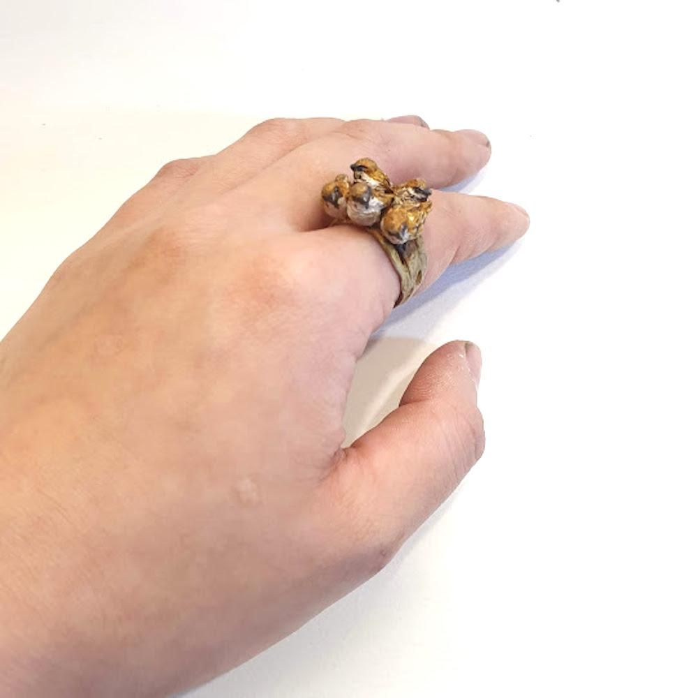 DECO vienya デコヴィーニャ おしくらスズメリング DECOvienya（デコヴィーニャ） 手作りアクセサリー おしくら