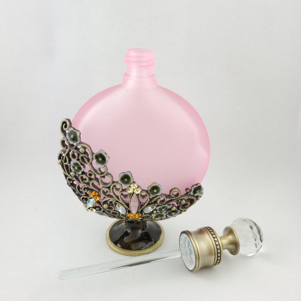 ピンクのクリスタル香水瓶｜ アンティーク ヴィンテージ パフューム 
