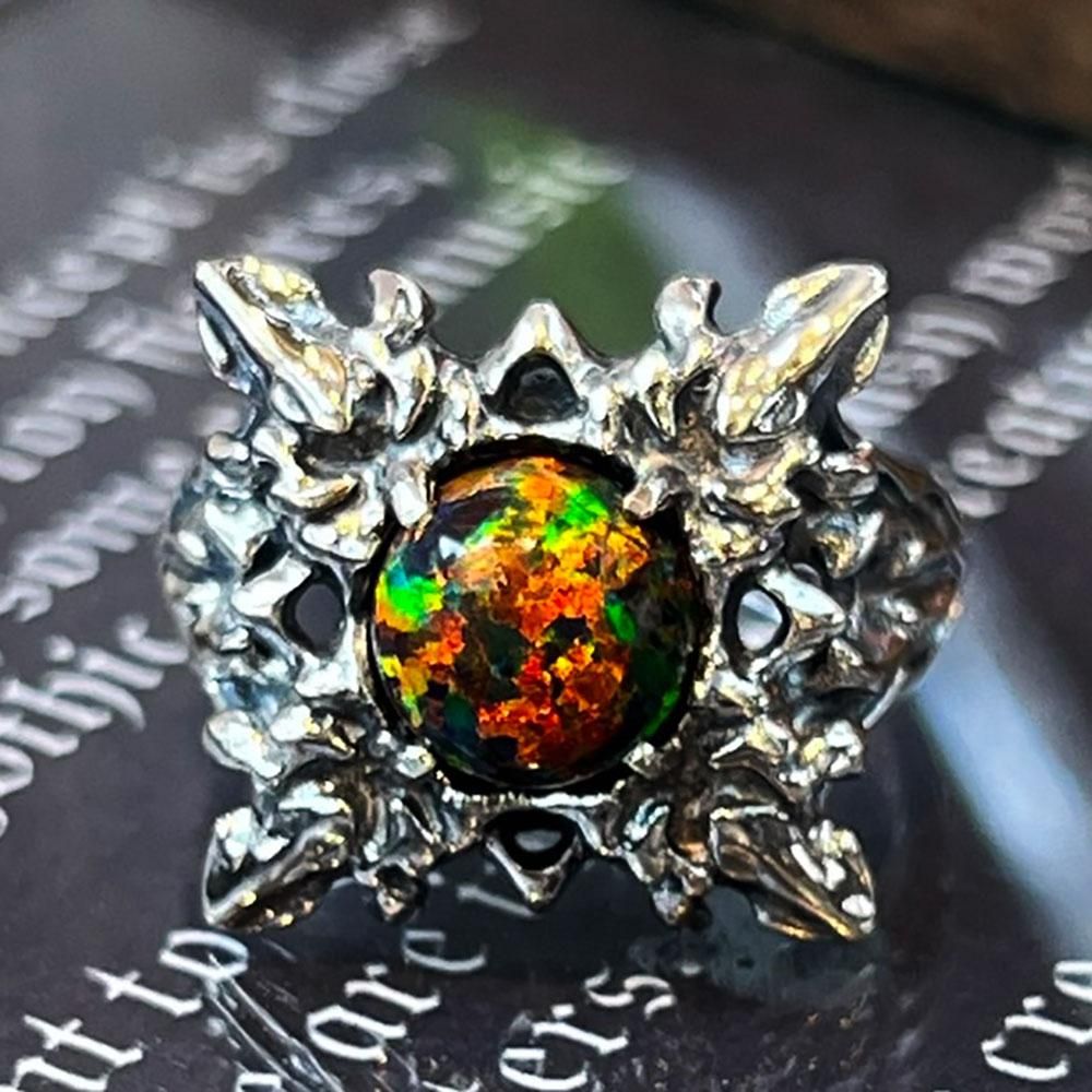 2 美品 K18 ブラックオパール0.65ct ダイヤ デザイン リング 指輪 ...