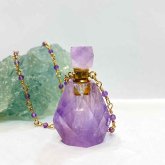紫水晶（アメジスト）香水瓶ネックレス 006 ｜ 天然石 パフューム 香水ボトル フレグランスボトル