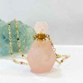 紅水晶（ローズクォーツ）香水瓶ネックレス 007｜ 天然石 パフューム 香水ボトル フレグランスボトル